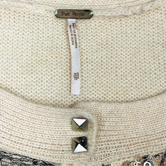 FREE PEOPLE Mixed Media Sequin Wool Cropped Cardigan/Sweater - Picture 6 of 9